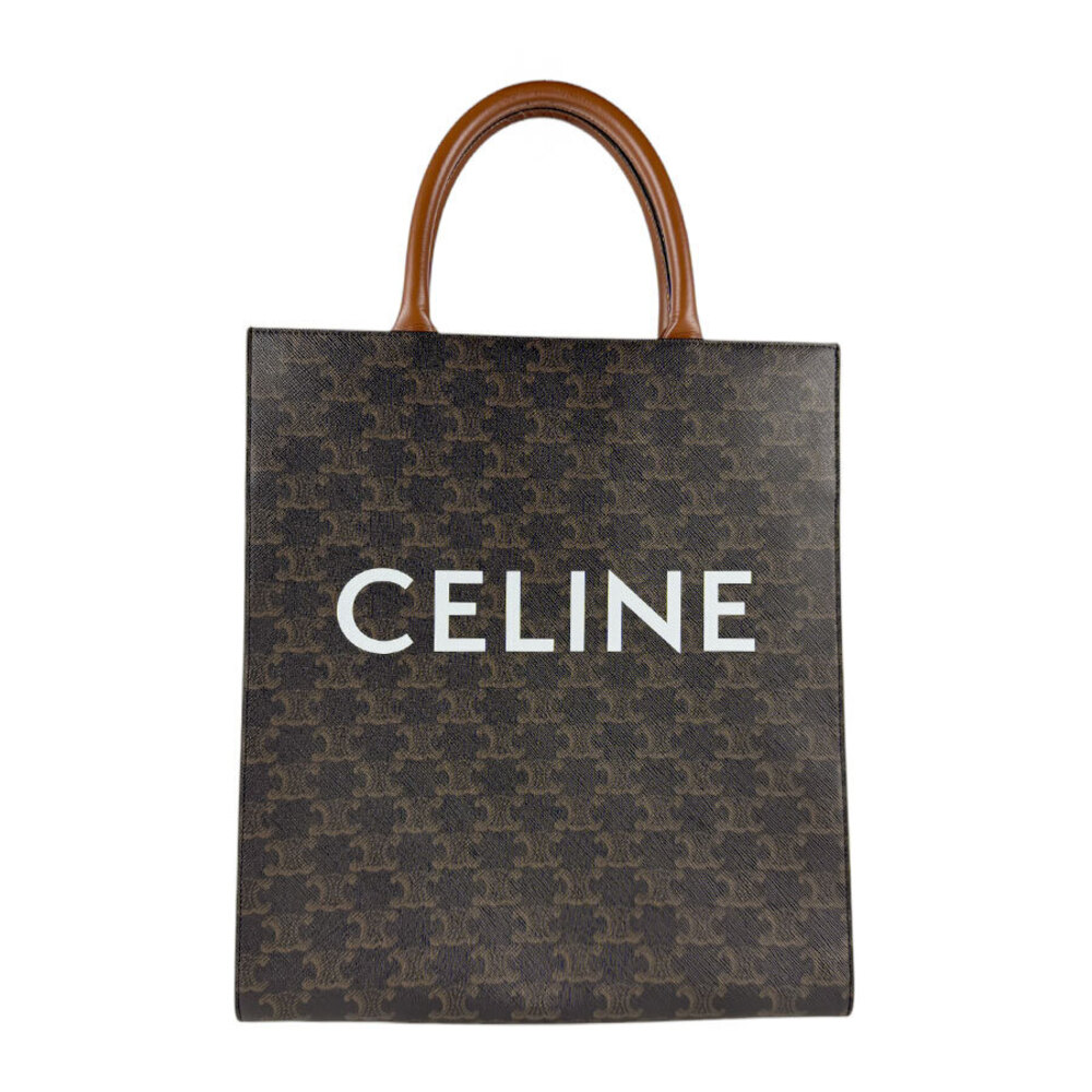 Celine Vertical Cabas Canvas Shoulder Brown Coated Bag - Picture 2 of 4
